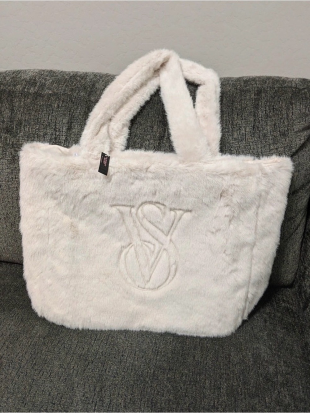 Victoria's Secret Cream Faux Fur Tote